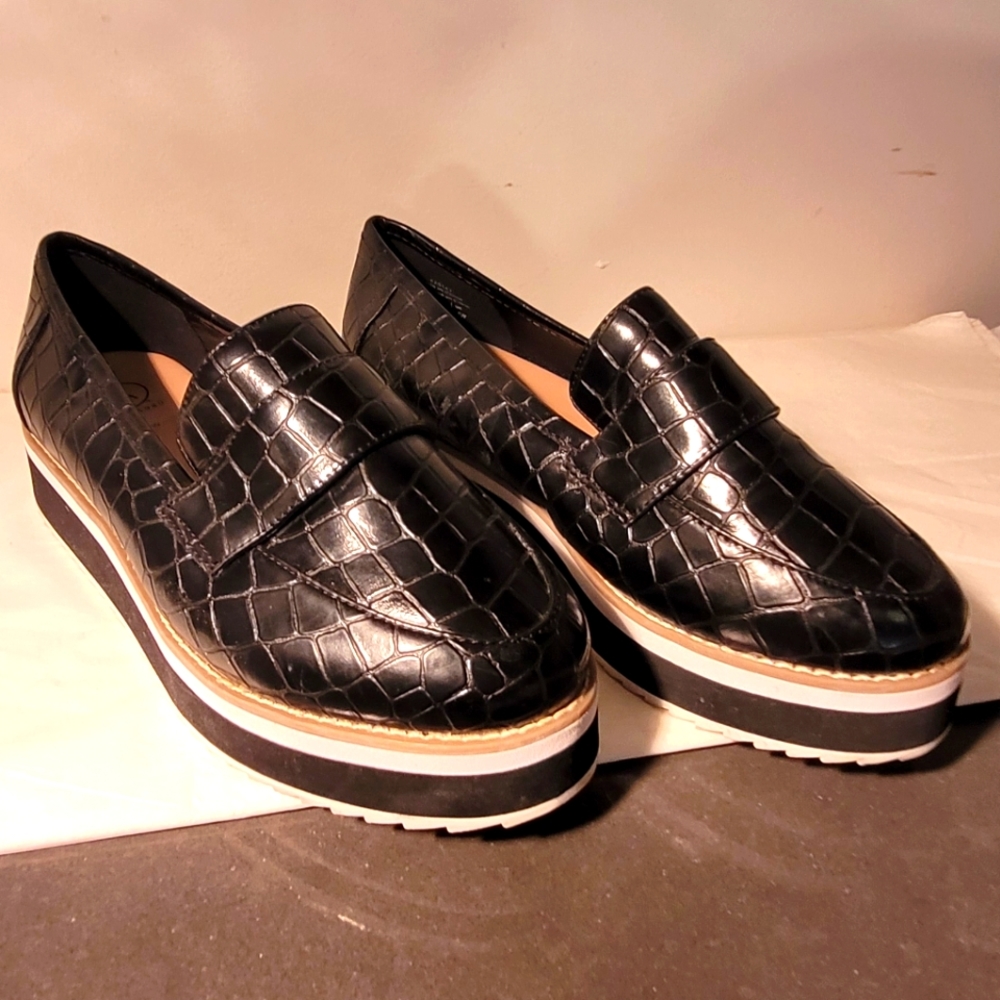 Addition Elle Wide Width Croco Flatform Loafers 